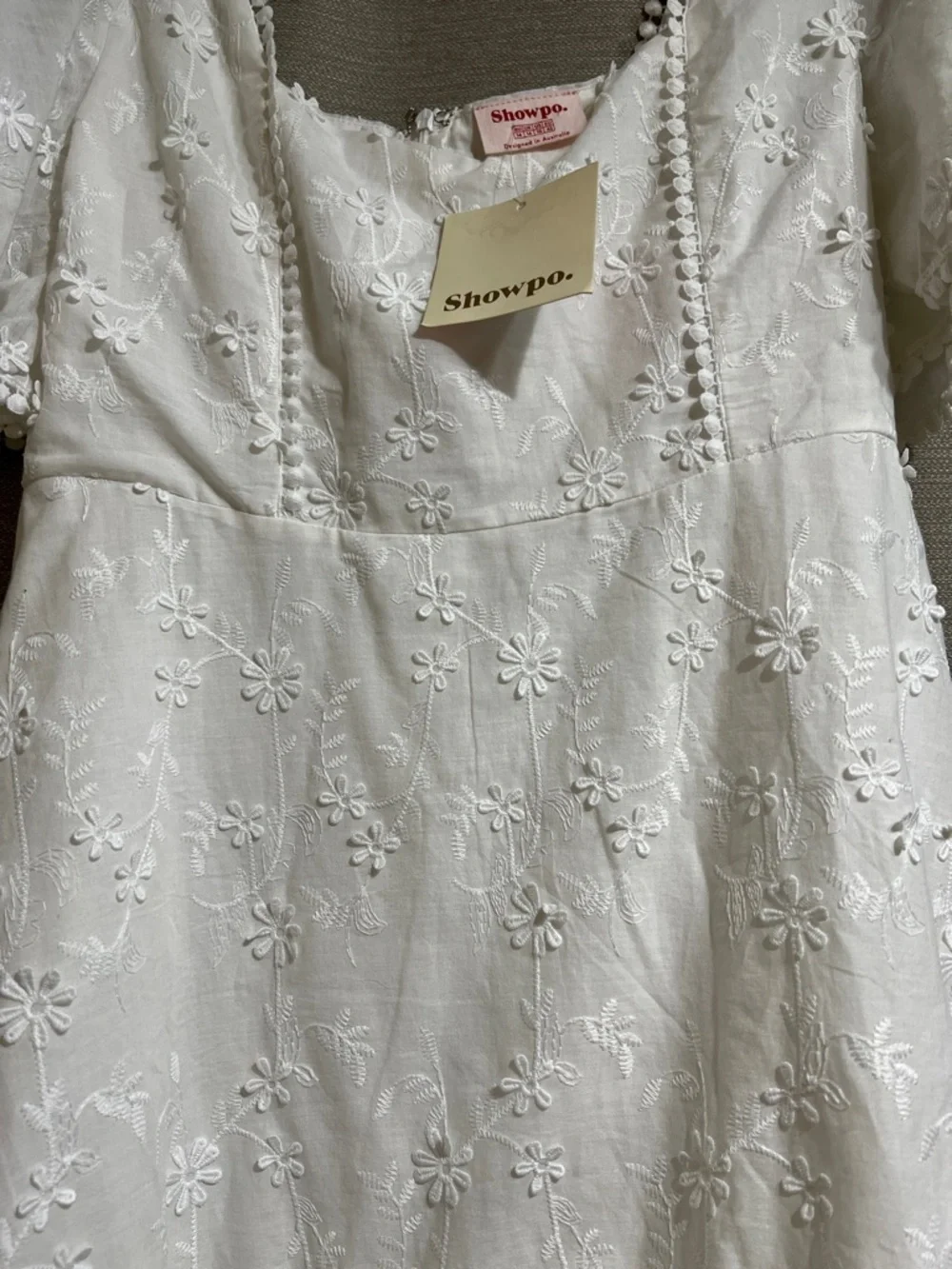 Showpo "Fancy A Spritz" White Eyelet Floral Mini Dress Romantic Festival - Picture 5 of 12